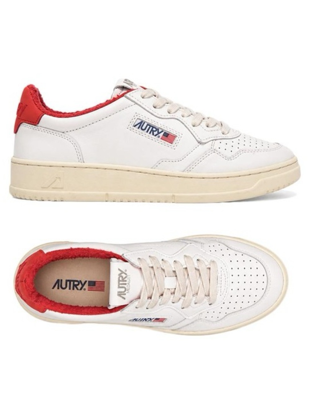 Autry Medalist Low Sneakers in White and Red
